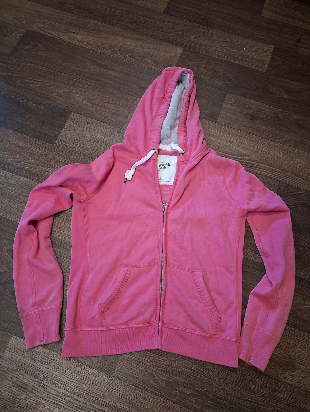 Y2k Abercrombie & Fitch Pink Full-Zip Hoodie Sz L